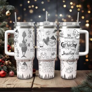 The Grinch Movies Christmas Custom Stanley Quencher 40oz Stainless Steel Tumbler With Handle - Threewoofs