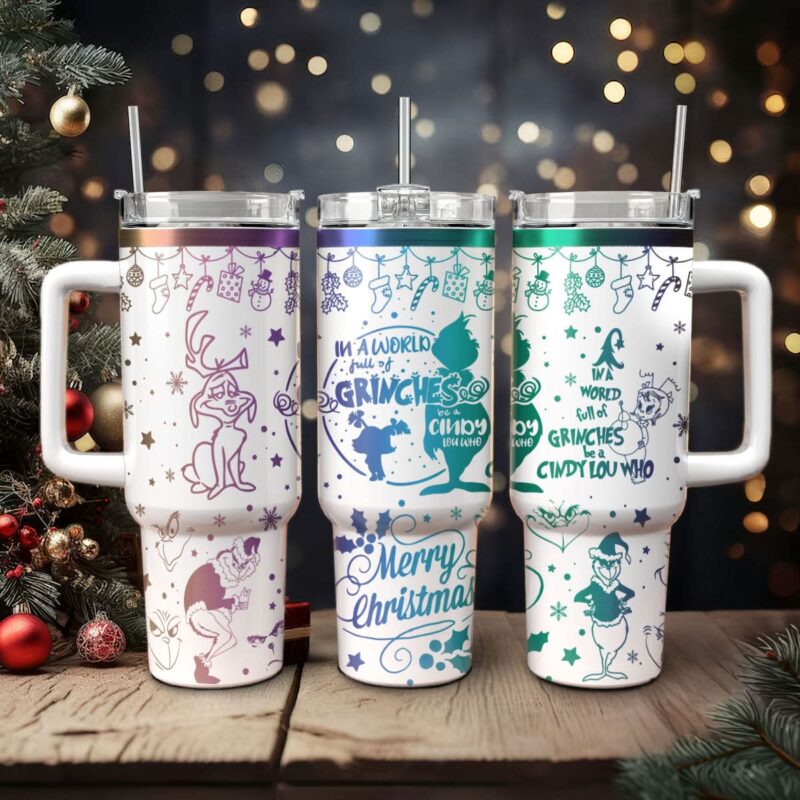 The Grinch Movies Christmas Custom Stanley Quencher 40oz Stainless Steel Tumbler With Handle - Threewoofs - Image 2