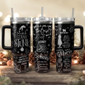The Grinch Movies Christmas Custom Stanley Quencher 40oz Stainless Steel Tumbler With Handle - Threewoofs