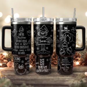 The Grinch Movies Christmas Custom Stanley Quencher 40oz Stainless Steel Tumbler With Handle - Threewoofs