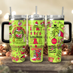 The Grinch Movies Christmas Custom Stanley Quencher 40oz Stainless Steel Tumbler With Handle - Threewoofs