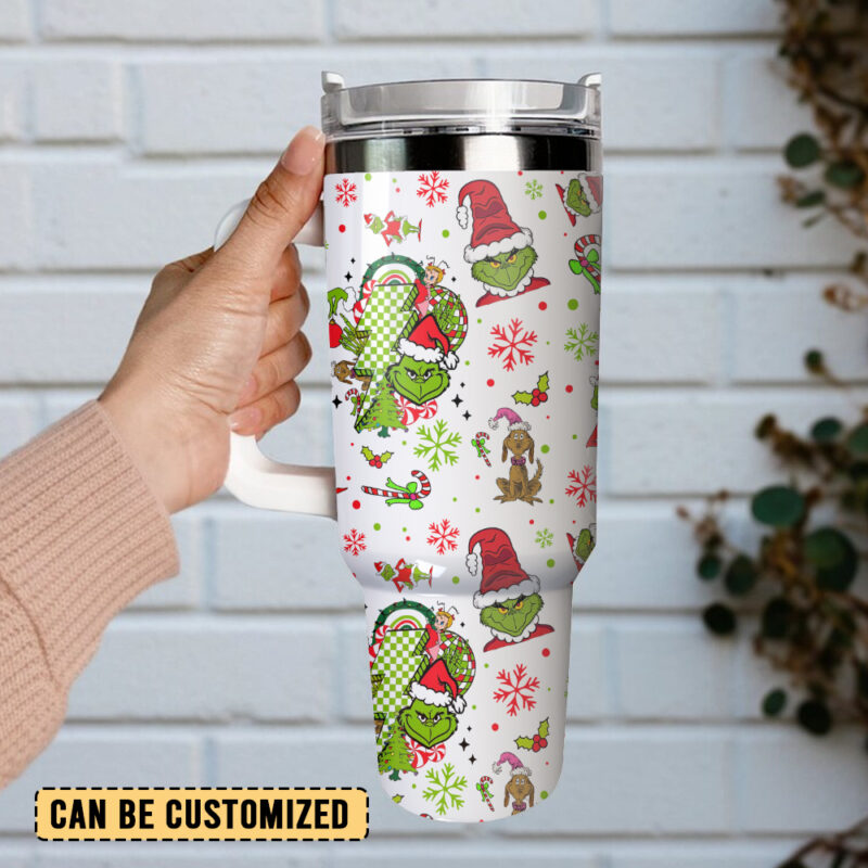 The Grinch Movies Christmas Custom Stanley Quencher 40oz Stainless Steel Tumbler With Handle - Threewoofs - Image 3