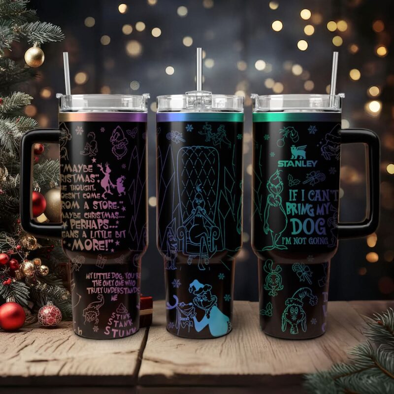 The Grinch Movies Christmas Custom Stanley Quencher 40oz Stainless Steel Tumbler With Handle - Threewoofs