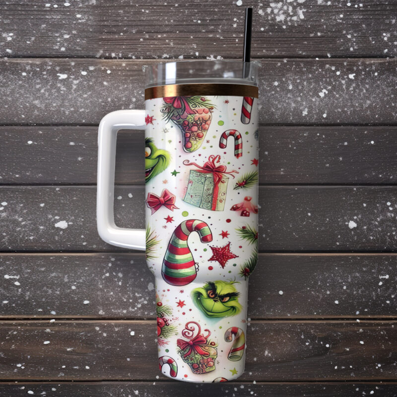 The Grinch Movies Christmas Custom Stanley Quencher 40oz Stainless Steel Tumbler With Handle - Threewoofs - Image 3