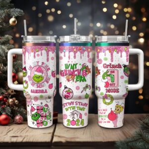 The Grinch Movies Christmas Custom Stanley Quencher 40oz Stainless Steel Tumbler With Handle - Threewoofs