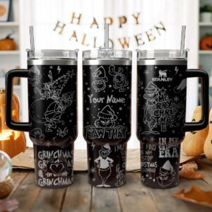 The Grinch Movies Christmas Custom Stanley Quencher 40oz Stainless Steel Tumbler With Handle - Threewoofs