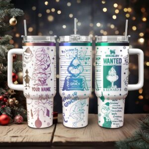 The Grinch Movies Christmas Custom Stanley Quencher 40oz Stainless Steel Tumbler With Handle - Threewoofs