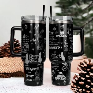 The Grinch Movies Christmas Custom Stanley Quencher 40oz Stainless Steel Tumbler With Handle - Threewoofs
