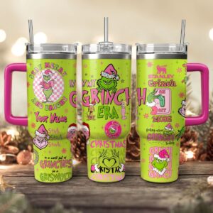 The Grinch Movies Christmas Custom Stanley Quencher 40oz Stainless Steel Tumbler With Handle - Threewoofs