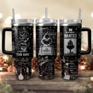 The Grinch Movies Christmas Custom Stanley Quencher 40oz Stainless Steel Tumbler With Handle - Threewoofs