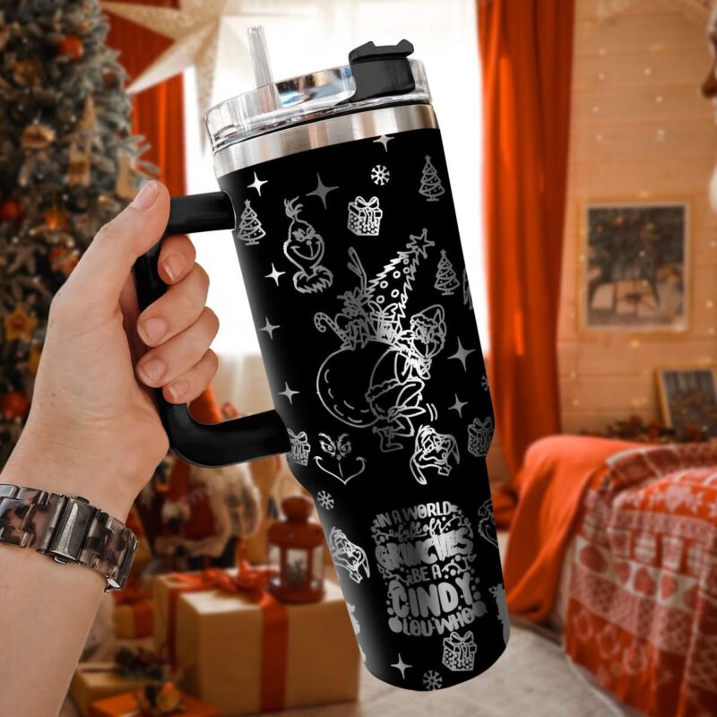 The Grinch Movies Christmas Custom Stanley Quencher 40oz Stainless Steel Tumbler With Handle - Threewoofs - Image 3
