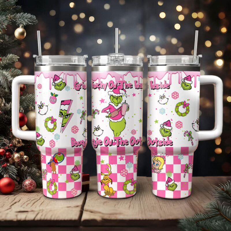 The Grinch Movies Christmas Custom Stanley Quencher 40oz Stainless Steel Tumbler With Handle - Threewoofs - Image 3