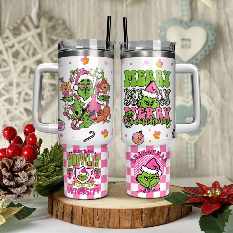 The Grinch Movies Christmas Custom Stanley Quencher 40oz Stainless Steel Tumbler With Handle - Threewoofs - Image 2