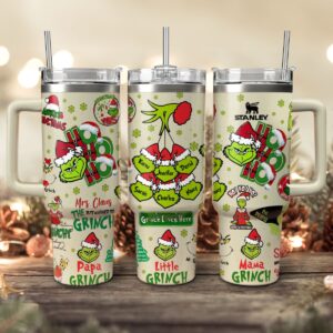 The Grinch Movies Christmas Custom Stanley Quencher 40oz Stainless Steel Tumbler With Handle - Threewoofs