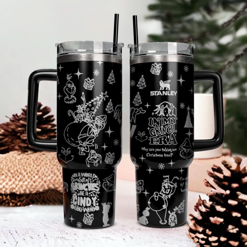 The Grinch Movies Christmas Custom Stanley Quencher 40oz Stainless Steel Tumbler With Handle - Threewoofs - Image 2