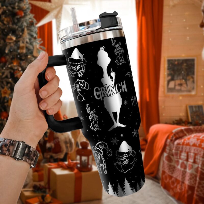 The Grinch Movies Christmas Custom Stanley Quencher 40oz Stainless Steel Tumbler With Handle - Threewoofs - Image 2