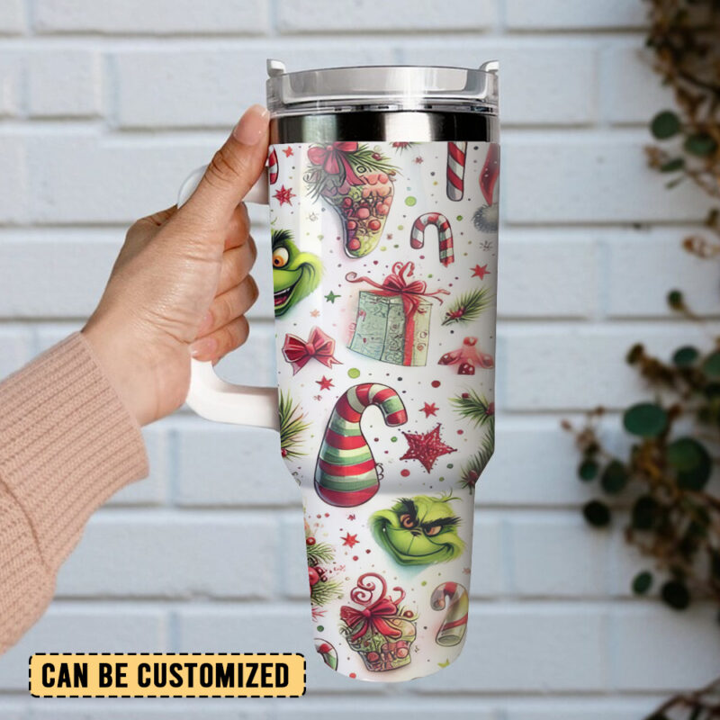 The Grinch Movies Christmas Custom Stanley Quencher 40oz Stainless Steel Tumbler With Handle - Threewoofs - Image 2