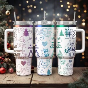 The Grinch Movies Christmas Custom Stanley Quencher 40oz Stainless Steel Tumbler With Handle - Threewoofs