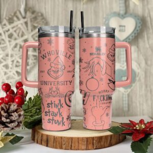 The Grinch Movies Christmas Custom Stanley Quencher 40oz Stainless Steel Tumbler With Handle - Threewoofs
