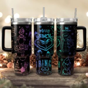 The Grinch Movies Christmas Custom Stanley Quencher 40oz Stainless Steel Tumbler With Handle - Threewoofs