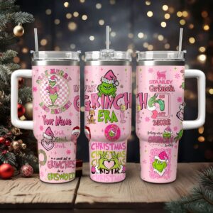 The Grinch Movies Christmas Custom Stanley Quencher 40oz Stainless Steel Tumbler With Handle - Threewoofs