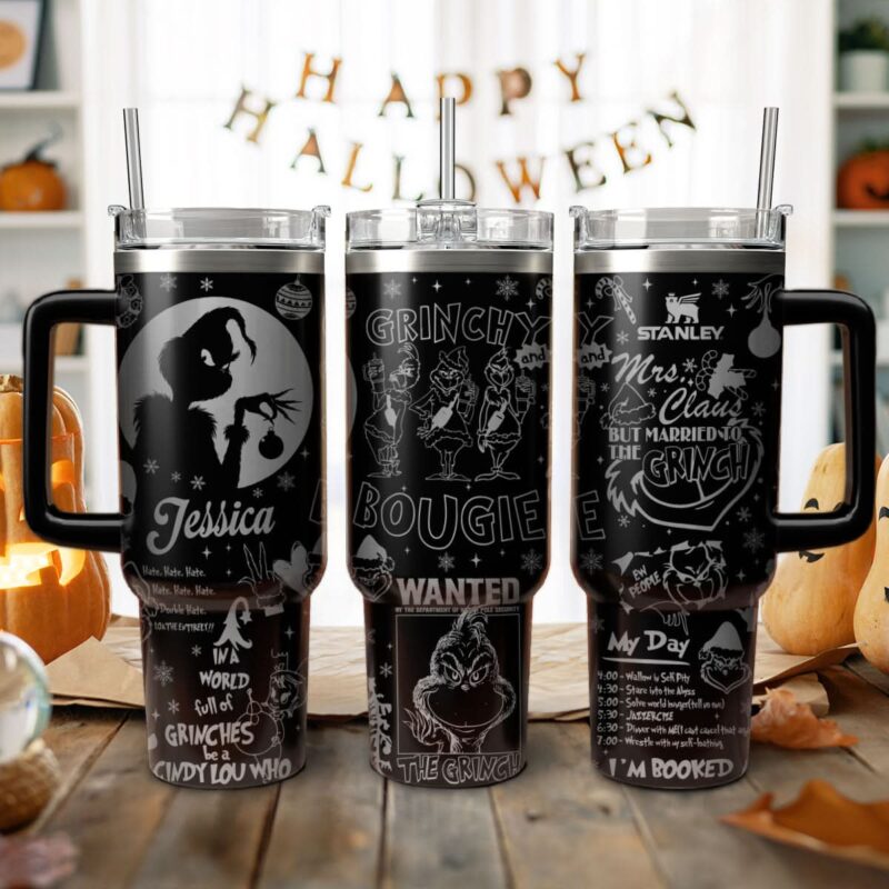 The Grinch Movies Christmas Custom Stanley Quencher 40oz Stainless Steel Tumbler With Handle - Threewoofs - Image 5