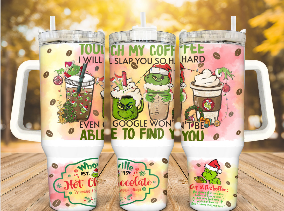 Funny Christmas Coffee Tumblers - Grinch-Themed Insulated Travel Mugs
