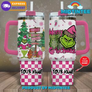 Custom Grinch Christmas Tumbler with Straw - Personalized Holiday Gift