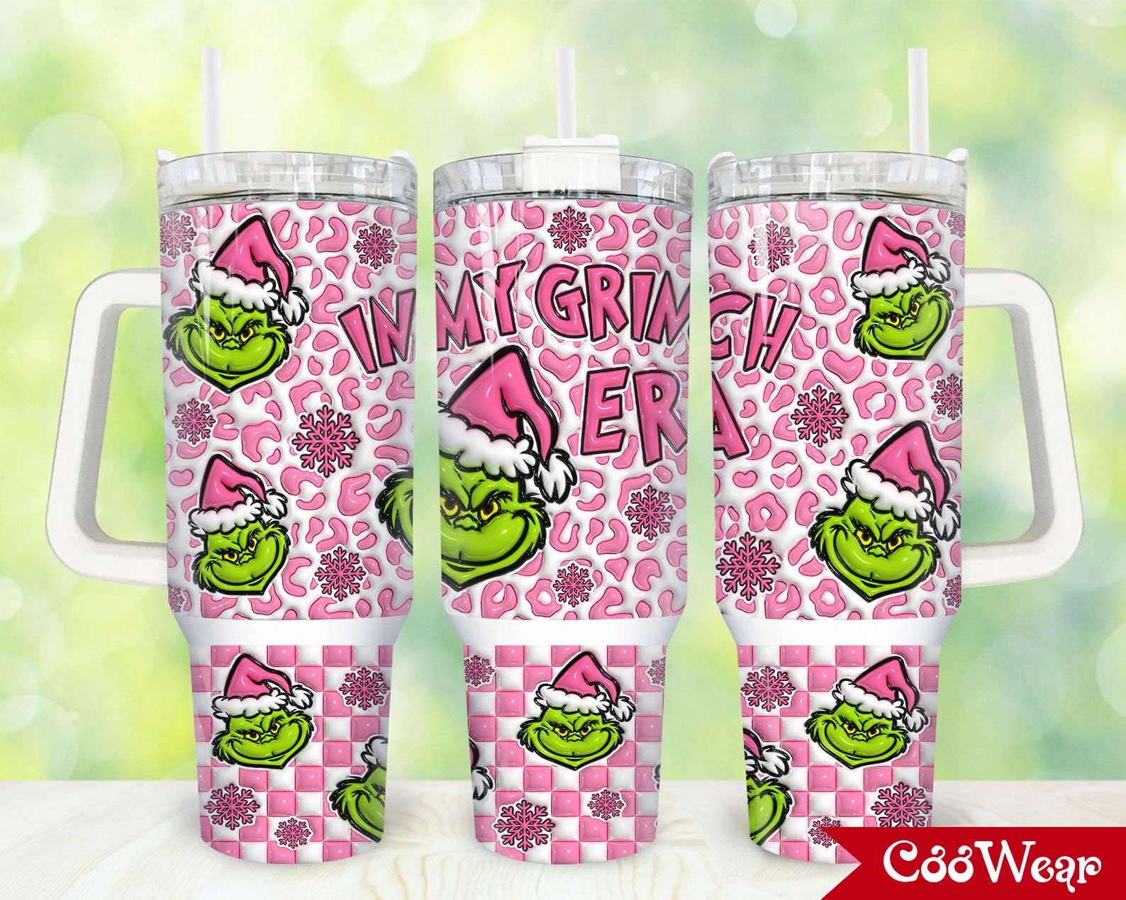 Festive Grinch Tumbler - Insulated Holiday Travel Mug with Handle
