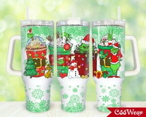 Festive Holiday Grinch Tumbler – Insulated Mug for Christmas Cheer