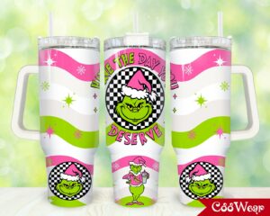 Festive Grinch Tumbler - Double-Wall Insulated, 40oz, Holiday Cheer