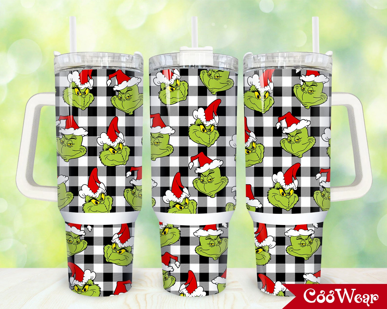 Festive Grinch Holiday Tumbler with Handle - Insulated & Cheerful