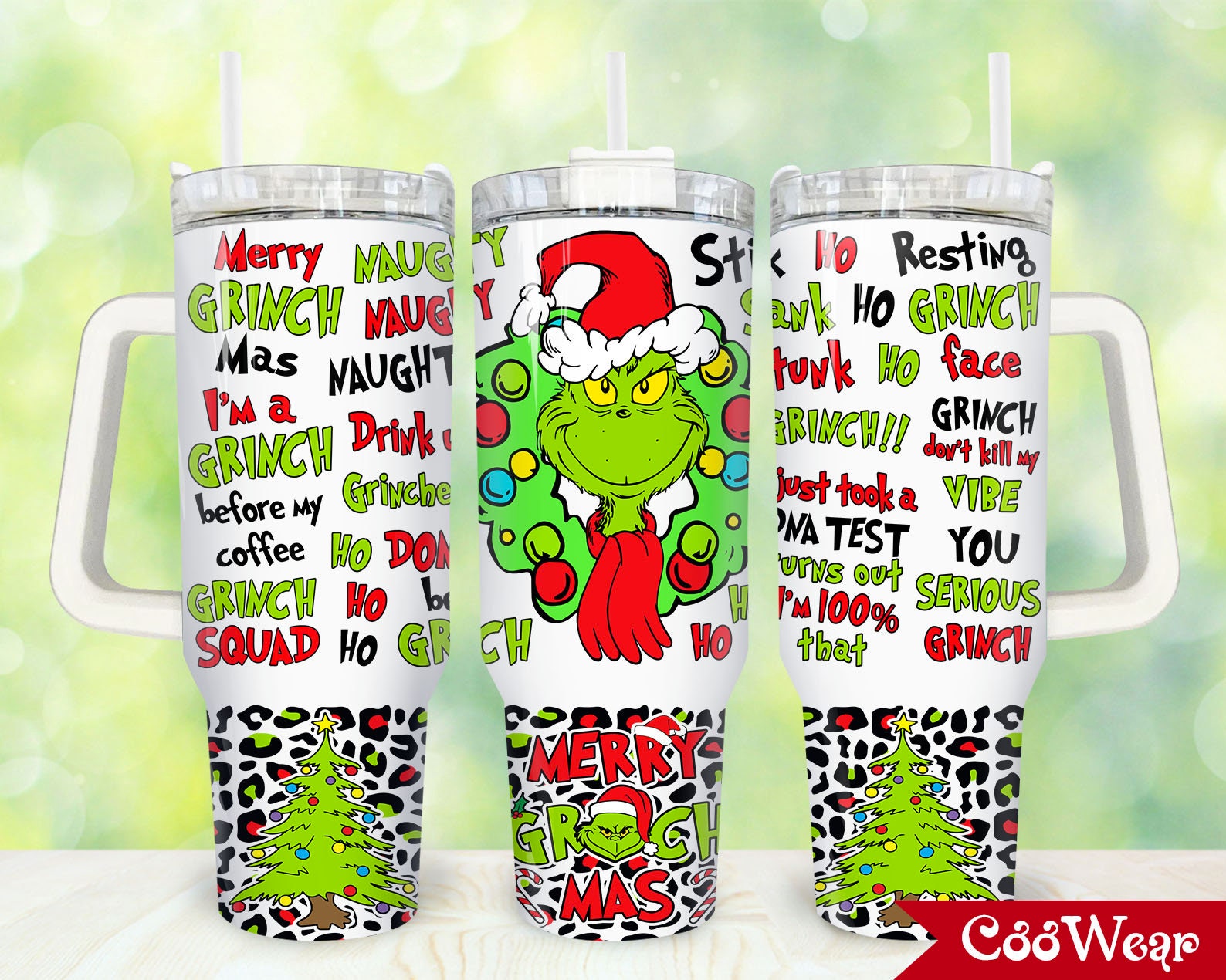 Festive Grinch Christmas Tumbler with Handle - Perfect Holiday Gift