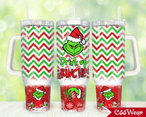 Festive Grinch Holiday Tumbler with Handle - Perfect for Christmas Cheer