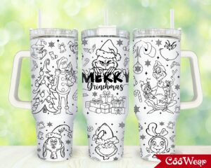 Festive Grinchmas Tumbler with Handle - Perfect for Holiday Cheer