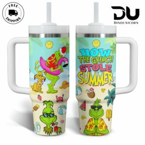 Fun Grinch Summer Tumbler with Straw - Stay Cool with Beach Vibes