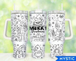 Merry Grinchmas Tumbler with Handle - Perfect Holiday Gift