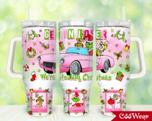 Festive Grinch & Friends Christmas Tumbler - Fun Holiday Design with Lid & Straw