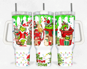 Festive Grinch Christmas Tumbler with Handle - Holiday Cheer in Every Sip!