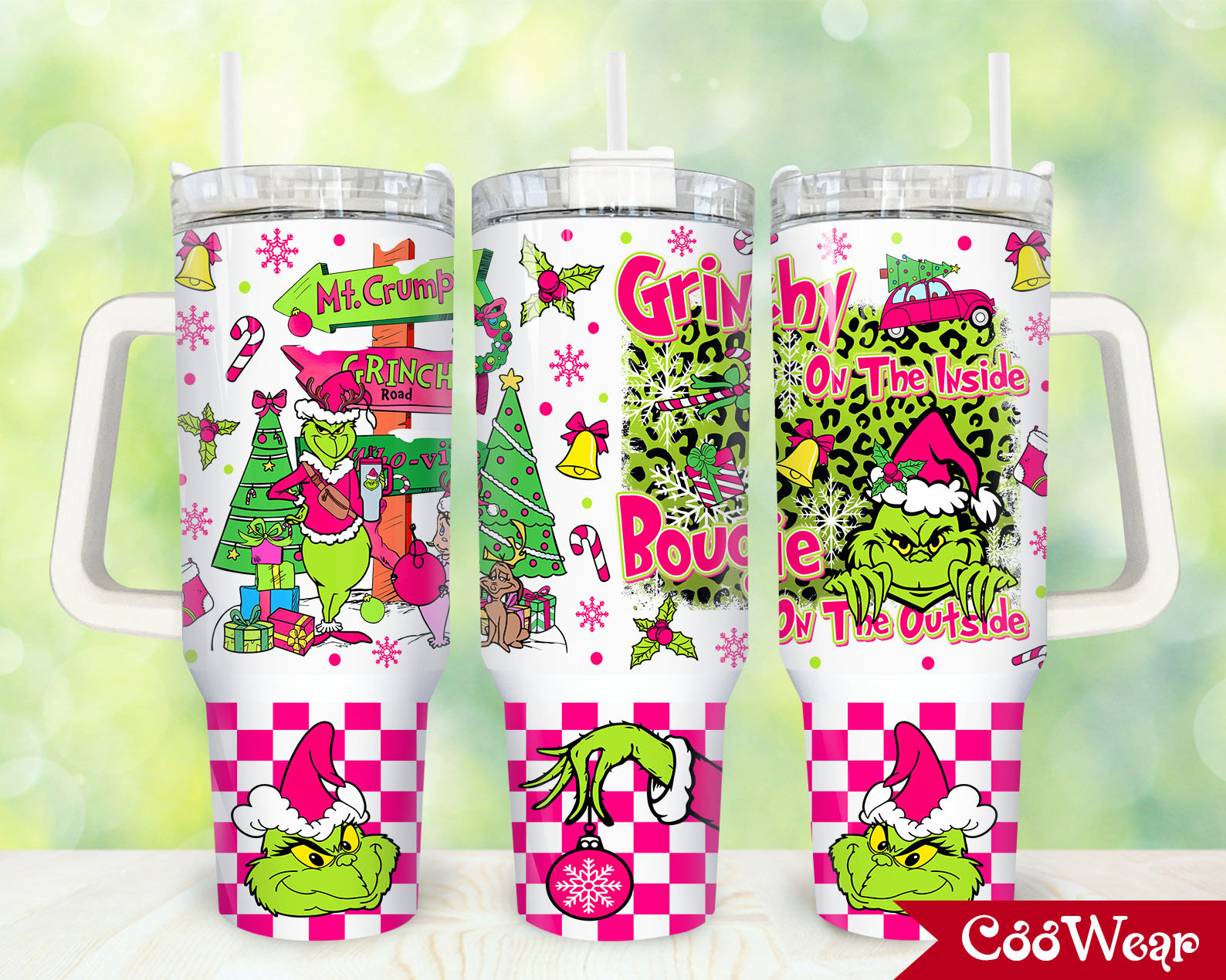 Festive Grinch Christmas Tumbler – Insulated Drinkware with Straw