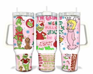 Festive Grinch Tumbler - Holiday Cheer with Cindy Lou Who Design