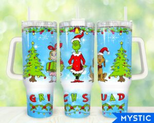 Festive Holiday Tumbler - Grinch & Friends Christmas Mug with Handle