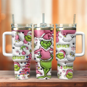 The Grinch Movies Custom Stanley Quencher 40oz Stainless Steel Tumbler With Handle - Threewoofs