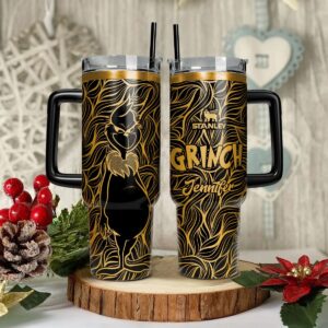 The Grinch Movies Custom Stanley Quencher 40oz Stainless Steel Tumbler With Handle - Threewoofs