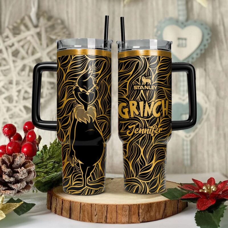 The Grinch Movies Custom Stanley Quencher 40oz Stainless Steel Tumbler With Handle - Threewoofs