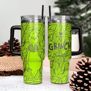 The Grinch Movies Custom Stanley Quencher 40oz Stainless Steel Tumbler With Handle - Threewoofs