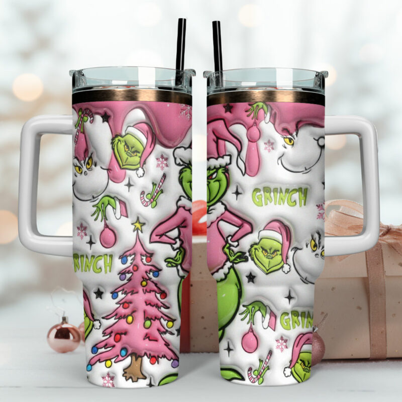 The Grinch Movies Custom Stanley Quencher 40oz Stainless Steel Tumbler With Handle - Threewoofs - Image 4