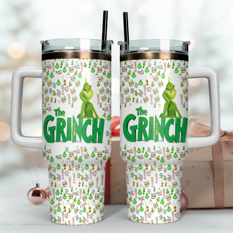 The Grinch Movies Custom Stanley Quencher 40oz Stainless Steel Tumbler With Handle - Threewoofs - Image 4