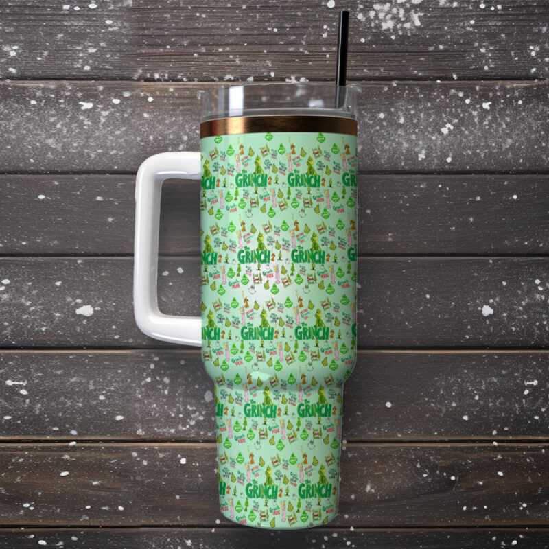 The Grinch Movies Custom Stanley Quencher 40oz Stainless Steel Tumbler With Handle - Threewoofs - Image 2