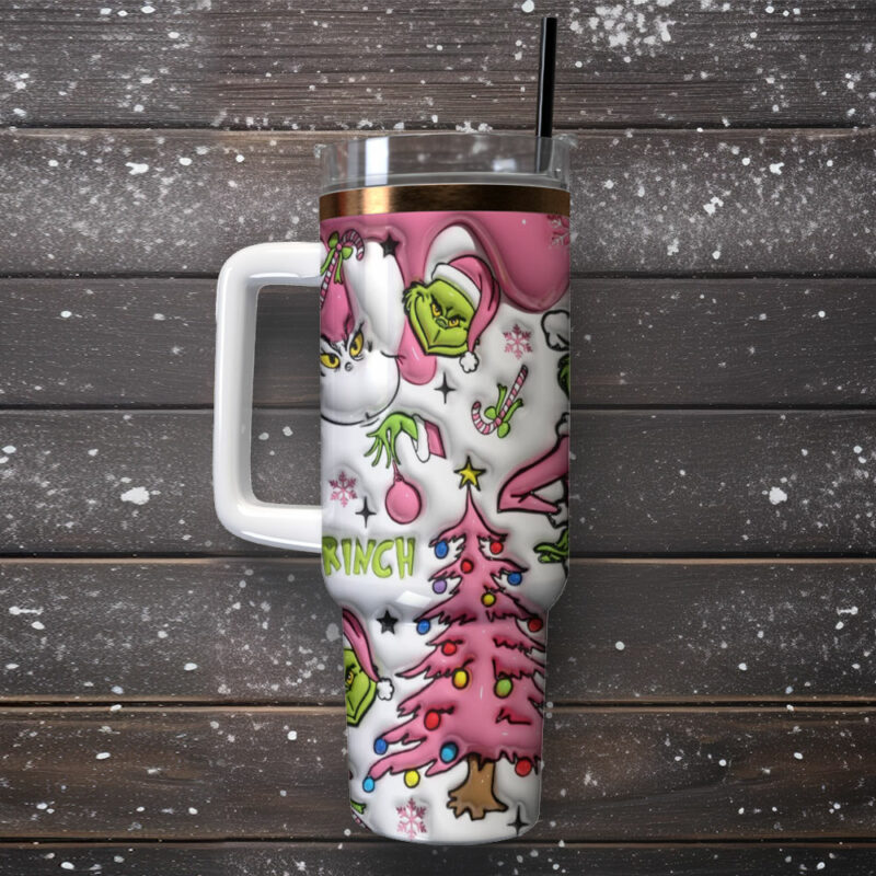 The Grinch Movies Custom Stanley Quencher 40oz Stainless Steel Tumbler With Handle - Threewoofs - Image 2